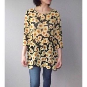 Sunflower Babydoll Sheer Blouse